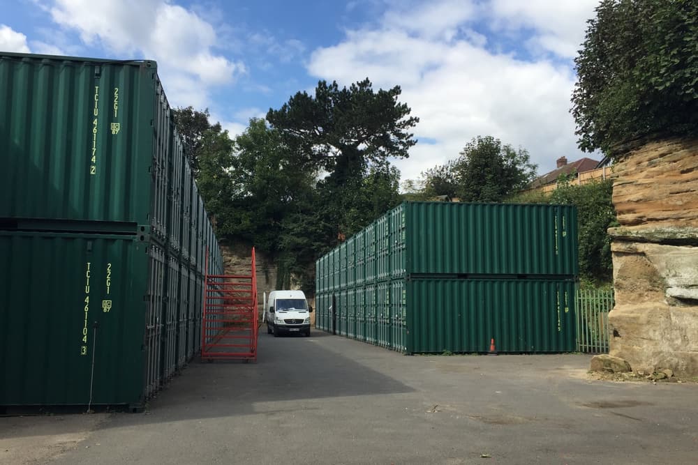 Green container storage site in a former quarry, Warwick